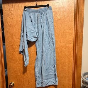 Chic Denim Blue Wide Leg Women's Pants